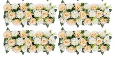  Flowers Wedding Centerpieces Decorations Flowers 4Pcs Champagne & White Silk