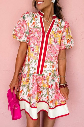 Pink colour block floral - colour,