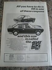FIAT 124 SPORT COUPE 1438 cc ENGINE CAR 1967 ADVERT APPROX A4 SIZE FILE 7