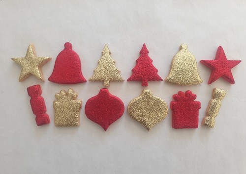 Glittery christmas toppers - 12,