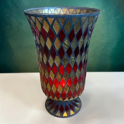 Vintage mosaic glass hurricane - vintage,