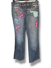Next Jeans UK 8 Regular Embroidered Embellished Peacock Floral Jewel Y2K Vintage