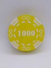Yellow 1000 Casino Chip Cigarette Lighter Side Swipe Butane Great Condition GWO