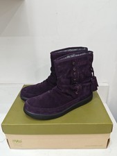 Hotter Comfort Flat Pixie Faux Fur Lined Purple Suede Boots Slouch Ankle 4 New
