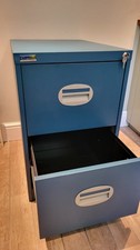 Silverline fireproof blue two-drawer filing cabinet