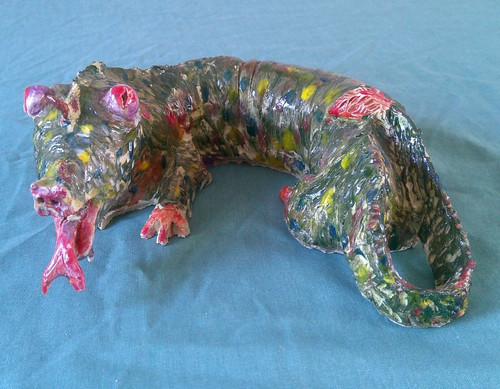 Unusual dragon sculpture - sculpture, by