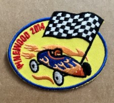 Pinewood 2014 Cub Boy Scout Derby Patch Checkered Flag Flames Race Car Oval BSA