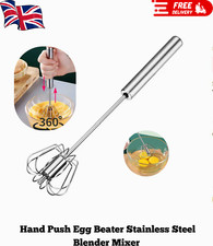 Semi Automatic Egg Whisk Hand Push Egg Beater Stainless Steel Blender Mixer UK