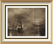 Antique TURNER Seascape Wall Art Print FIGHTING TEMERAIRE Nelson from painting