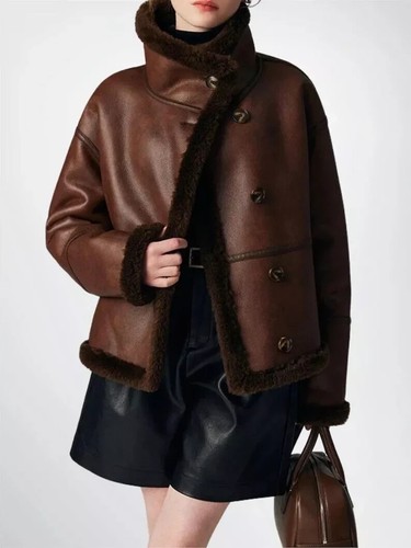 Women brown shearling - women's, real