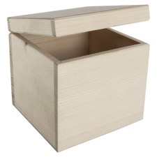 1/2/3x Plain Wooden Cube CD Storage Box / Wood Keepsake Boxes Decoupage Craft