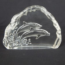 Glass Dolphin Paperweight Capredoni For Dartington Crystal Signed