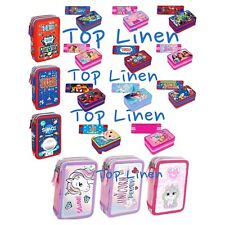 Kids Character Pencil Case 3 Layer Multi-compartment  Filled Zip Pencil Pouch