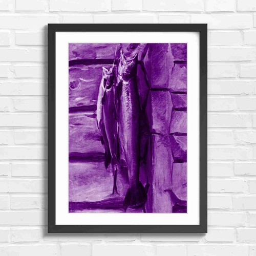 Vintage salmon fishing - fishing, art