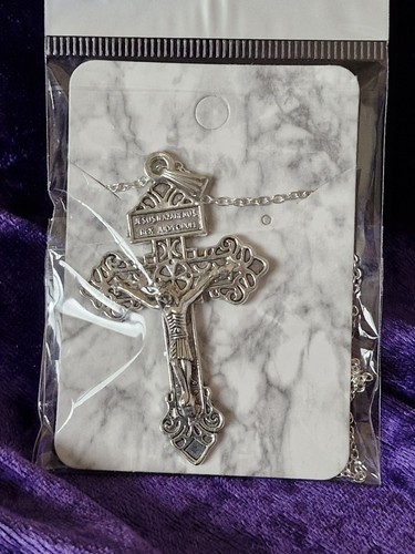 Silver tone large - tone, crucifix