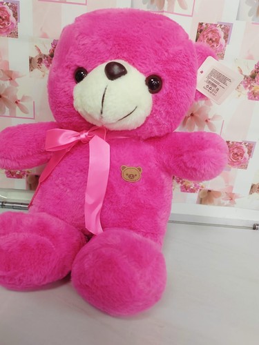 New bright pink teddy - pink, bear