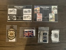 Triumph Motorcycles Union Jack Flag Patch Pin Badge Postcards Keyring