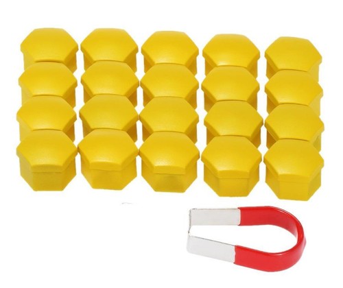 17mm yellow wheel nut covers - yellow,