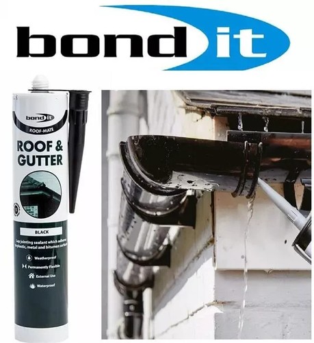 Black roof gutter - leak, sealant