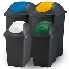 HOME CENTRE Recycle Waste Bin Swing Lid Top Plastic Kitchen 30-60L Office School