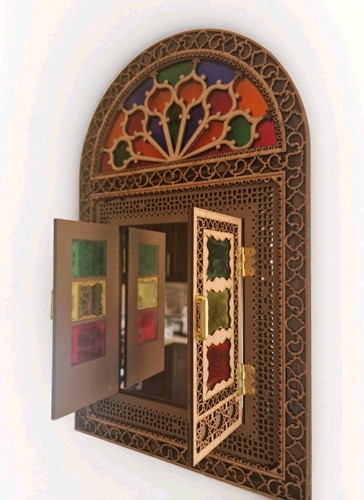 Wooden carved framed mirror - wooden,