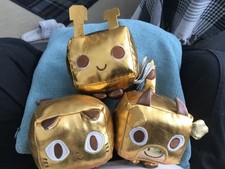 Roblox 3 x Pet Simulator X Mystery Plush  3 rare Metallic Gold No Codes