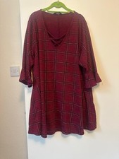 Yours Clothing Burgundy Check Preloved Tunic - Size 26-28 - Good Condition