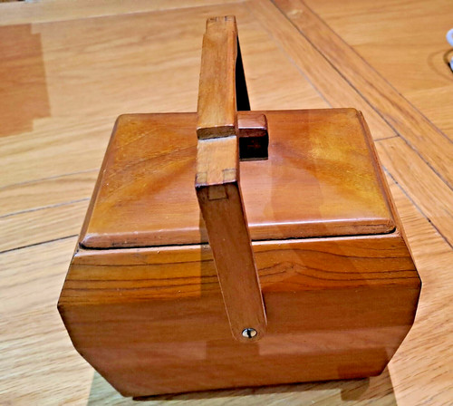 Vintage walnut wooden caddy - wooden,
