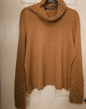Johnstons Of Elgin cinnamon brown Silk Cashmere Jumper Size XL cowl neck