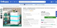 ELFORDSON Bedside Table RGB LED Nightstand 3 Drawers 4 Side High Gloss White