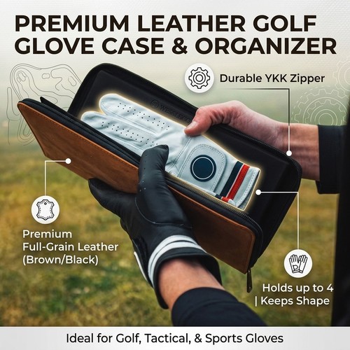 Leather golf glove case - golf,