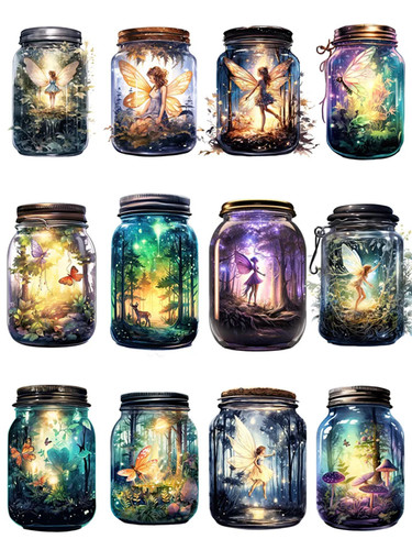 Magical fairy jar - stickers, x