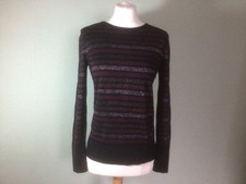Women’s Long Sleeve Glitter Thread Striped Jumper Size 12 By Warehouse