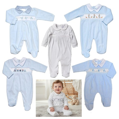 Baby boy velour sleepsuit - velour,