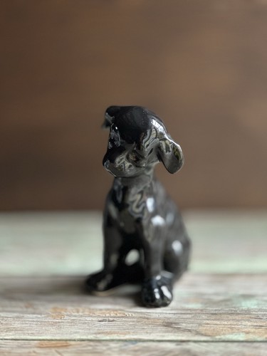 Vintage ceramic black puppy - vintage,