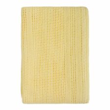 Yellow Cellular Blanket Premium Quality Cotton ,Pram/Cot/Cot Bed/Single/Double.