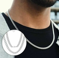 5MM CURB Mens Necklace Silver Chain Cuban - Stainless Steel Gold Neck Link Chain