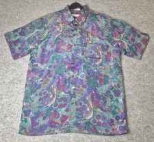 Vintage Men's CHRISTIAN DIOR Purple 100% Silk Button Shirt Large 41/42