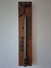 Vintage Carved Wooden Thermometer for wall hanging - Fahrenheit scale , 35cm