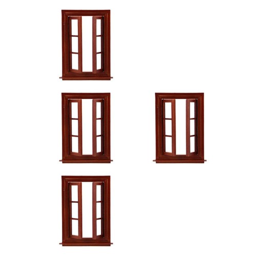 4pcs wooden dollhouse - wooden, window