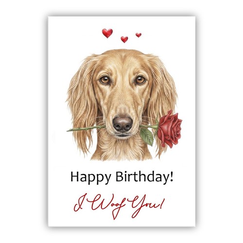 Saluki dog birthday card - saluki,