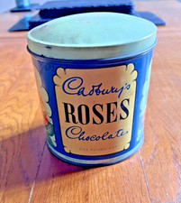 Cadbury's Roses Chocolates empty one pound net Vintage English Tin~ 4.25" Tall