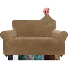 XINEAGE Velvet Chair Cover, 1-Seater, Stretchy Armchair Protector - Color Camel