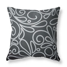 Funky Flower Pattern Zip FILLED CUSHION Designer Grey