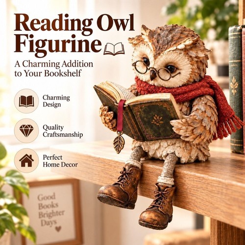 Reading owl figurine cute - owl,