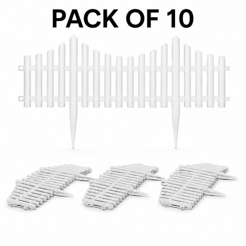 Lawn border fence 10pcs white - fence,