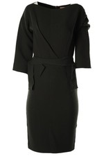 ROLAND MOURET GREEN WOOL MIDI DRESS UK 10