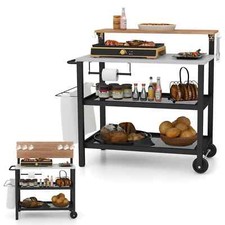 Rolling Bar Cart Movable Pizza
