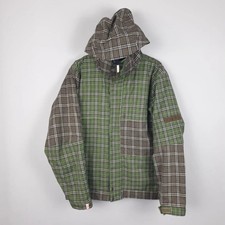 Bonfire Titan Snowboard Jacket Mens Small Green Brown Plaid Hooded Winter Sports