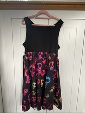Black Pink Skulls Skater Dress